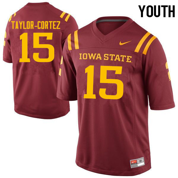 Iowa State Cyclones Youth #15 Dallas Taylor-Cortez Nike NCAA Authentic Cardinal College Stitched Football Jersey PK42Q65YH
